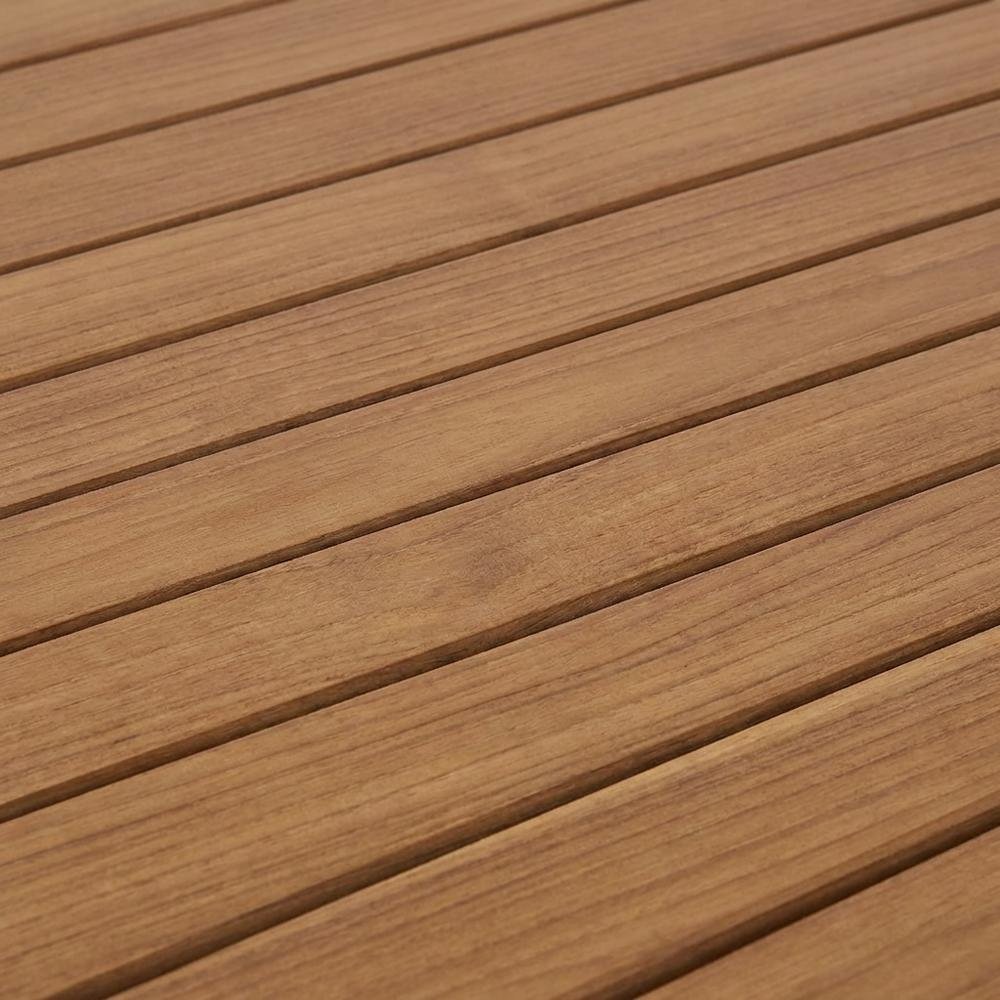 Teak Finish Outdoor Coffee Table With Aluminum Frame And Contemporary Style. Picture 5
