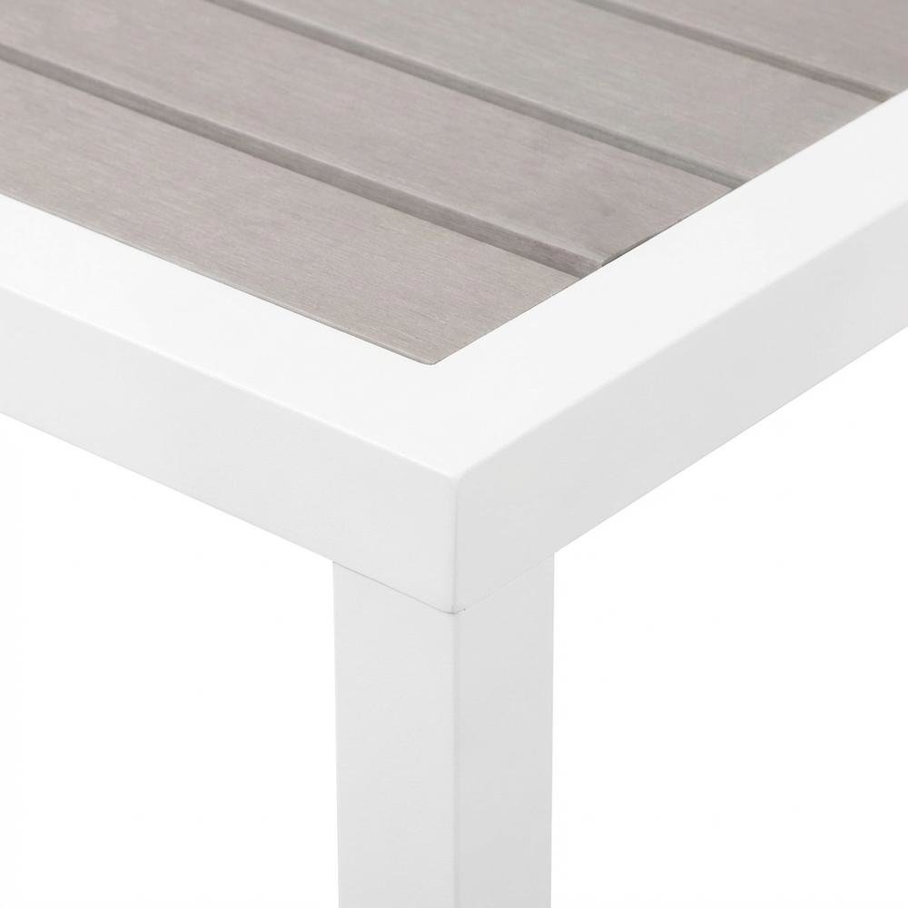 Gray Wood Look Outdoor Patio End Table With Aluminum Frame. Picture 6