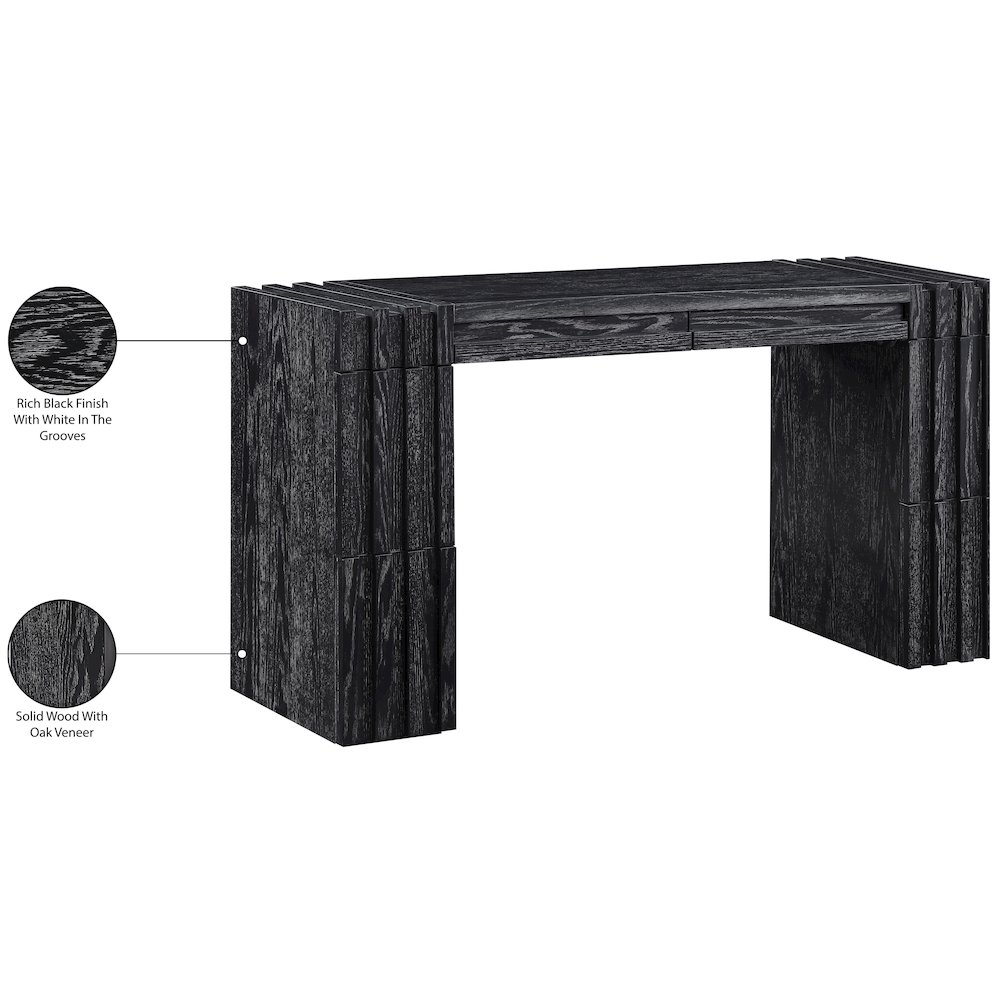 Stanton Black Oak Veneer And Solid Wood Console Table. Picture 15