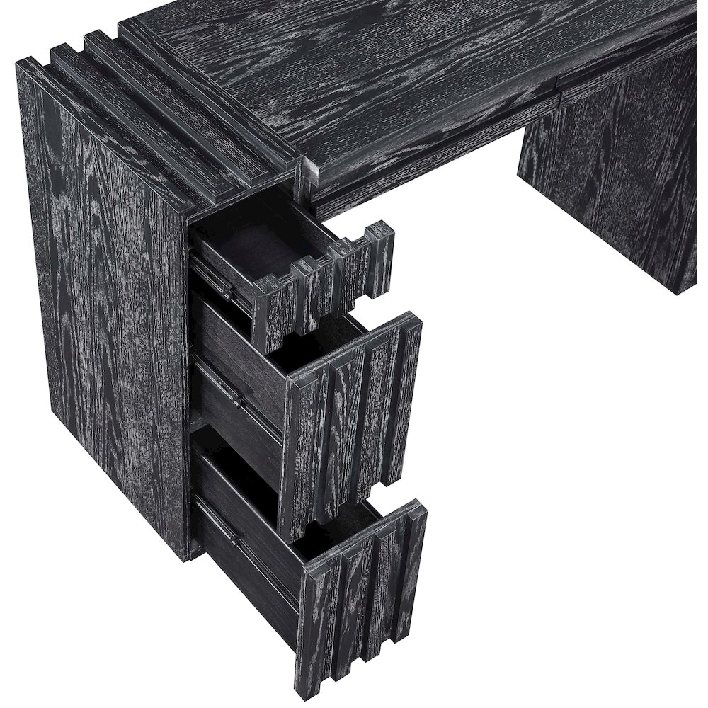 Stanton Black Oak Veneer And Solid Wood Console Table. Picture 11