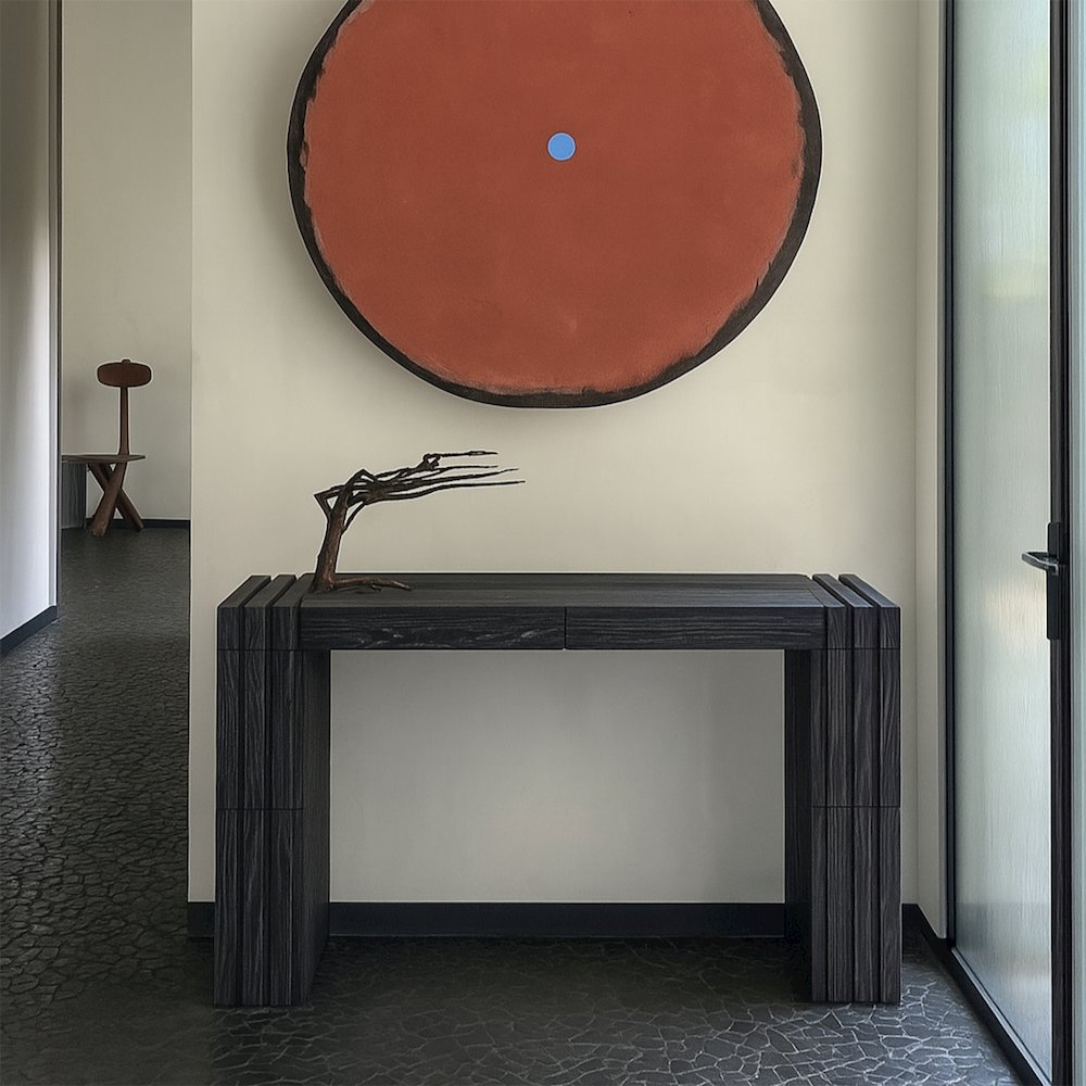 Stanton Black Oak Veneer And Solid Wood Console Table. Picture 7