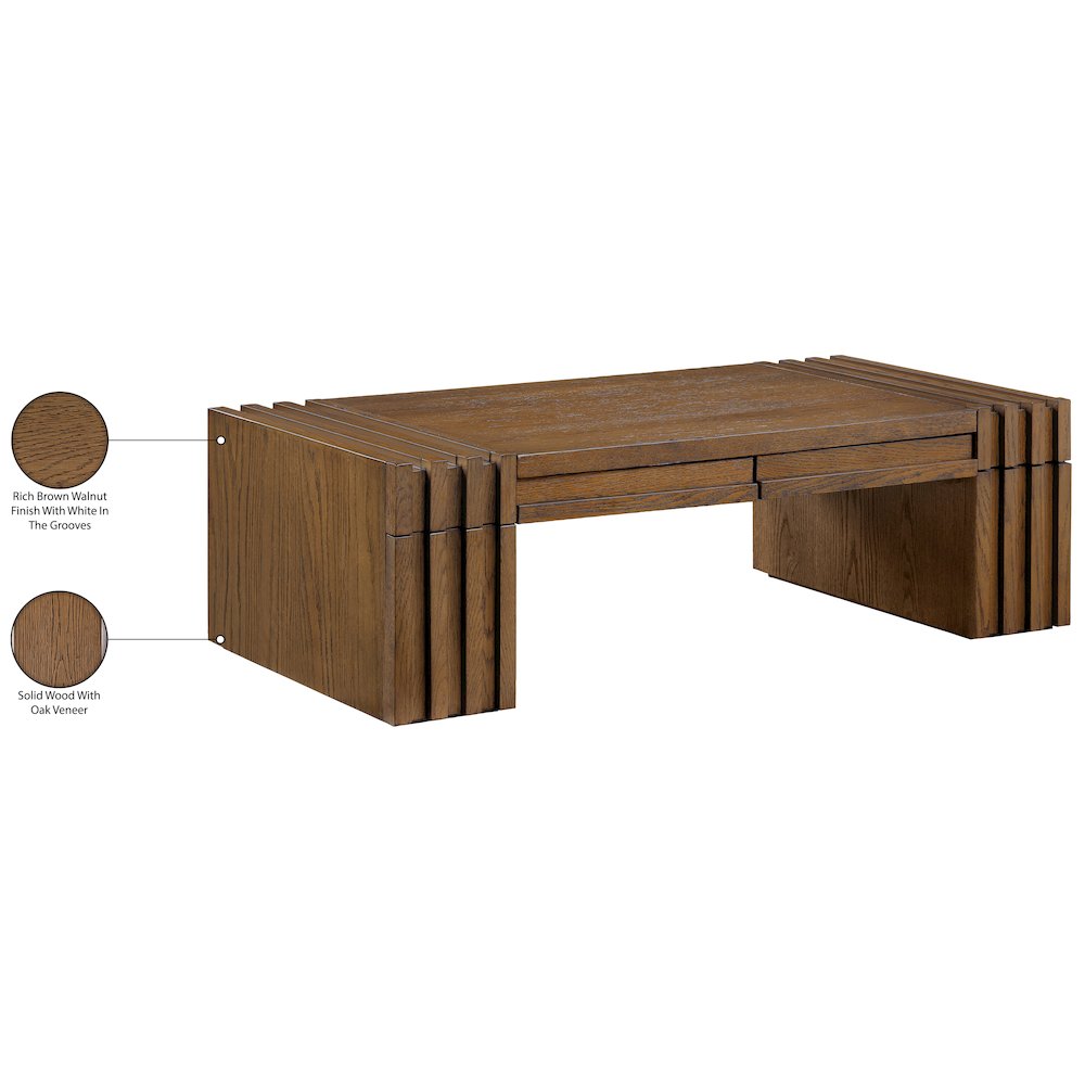 Stanton Brown Oak Veneer And Solid Wood Coffee Table. Picture 14