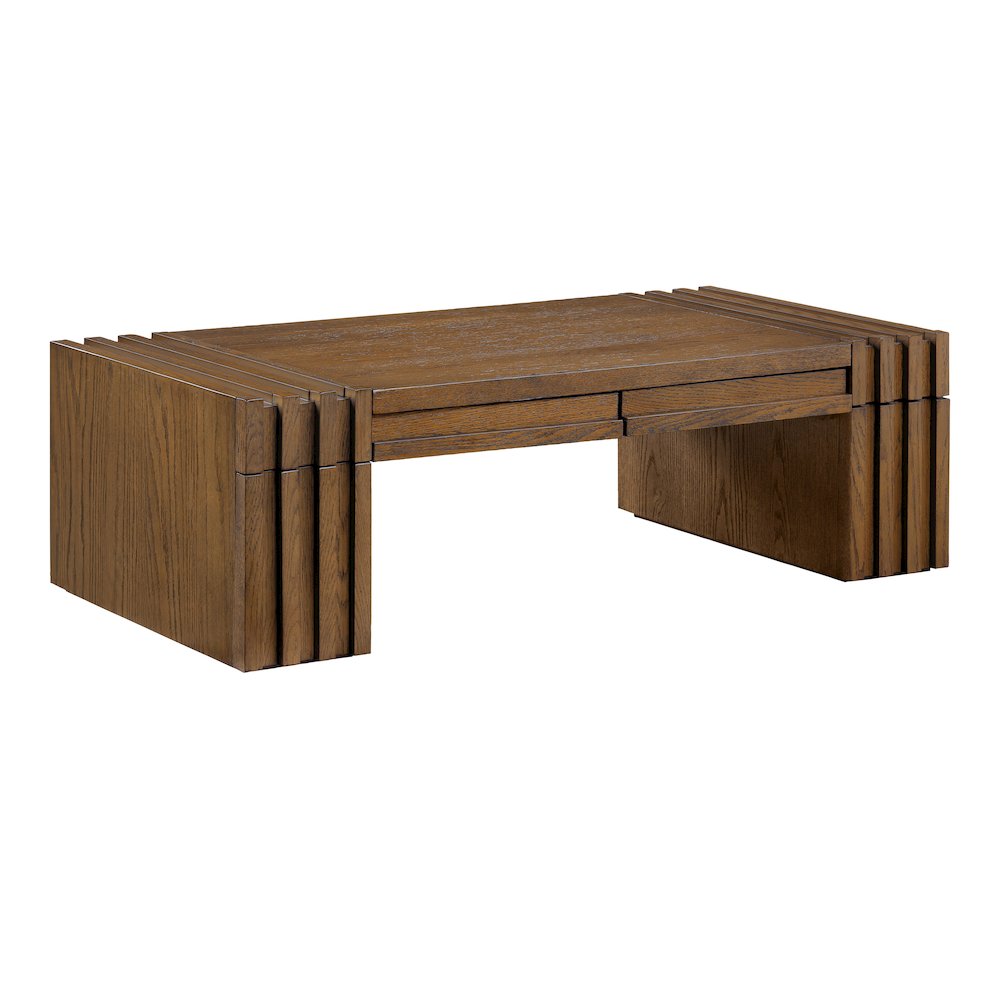 Stanton Brown Oak Veneer And Solid Wood Coffee Table. Picture 1