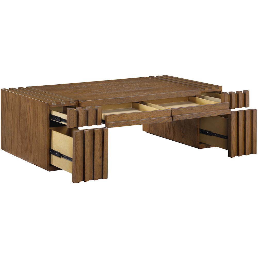 Stanton Brown Oak Veneer And Solid Wood Coffee Table. Picture 4