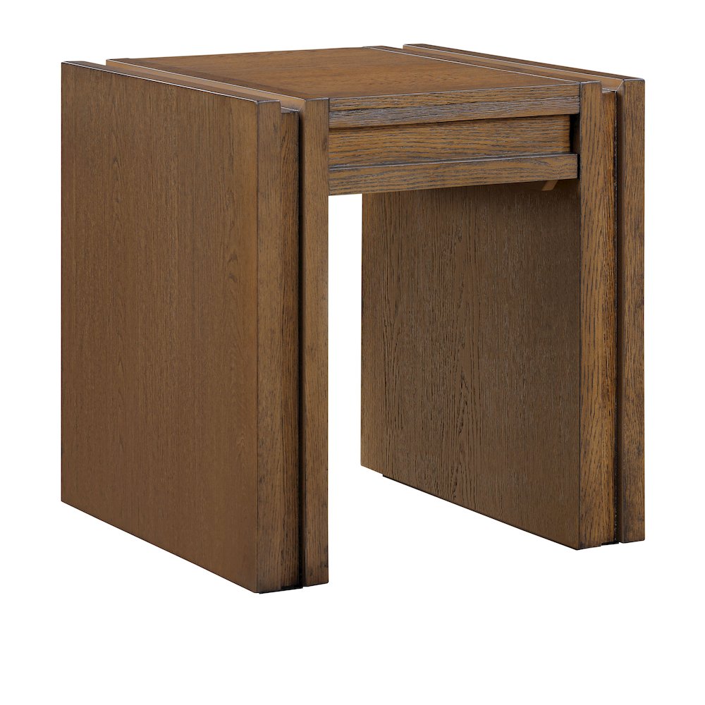 Stanton Brown Oak Veneer And Solid Wood End Table. Picture 1