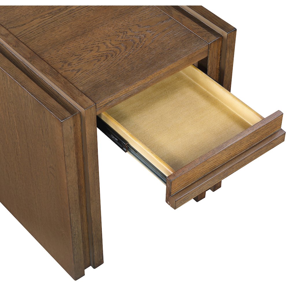 Stanton Brown Oak Veneer And Solid Wood End Table. Picture 11
