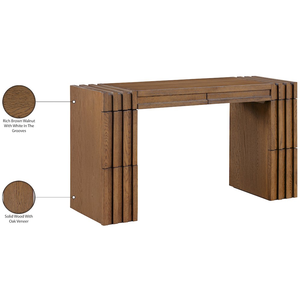 Stanton Brown Oak Veneer And Solid Wood Console Table. Picture 14