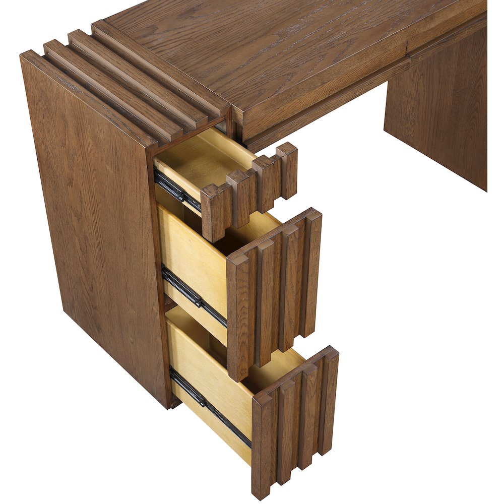 Stanton Brown Oak Veneer And Solid Wood Console Table. Picture 11