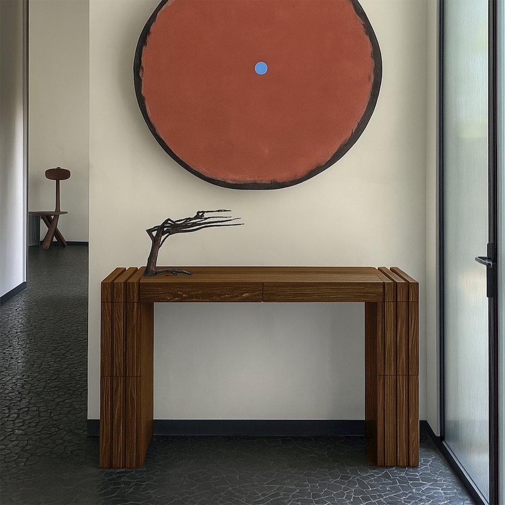 Stanton Brown Oak Veneer And Solid Wood Console Table. Picture 7