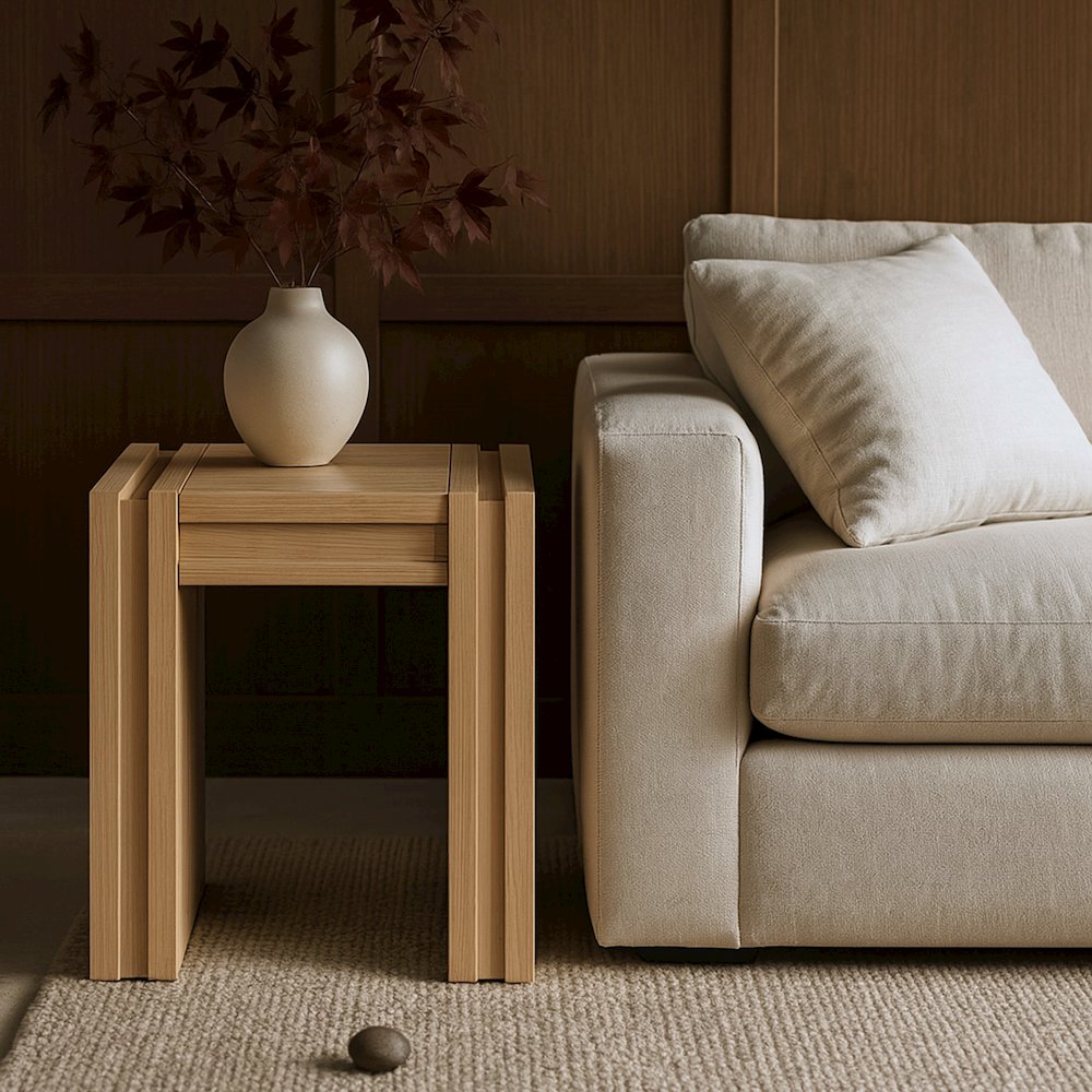 Stanton Natural Oak Veneer And Solid Wood End Table. Picture 7