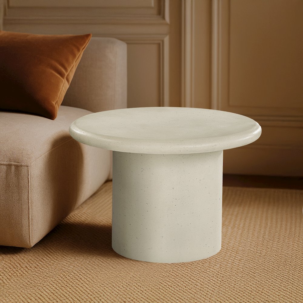 Emara Cream Concrete And Fiberglass Indoor / Outdoor Coffee Table. Picture 2