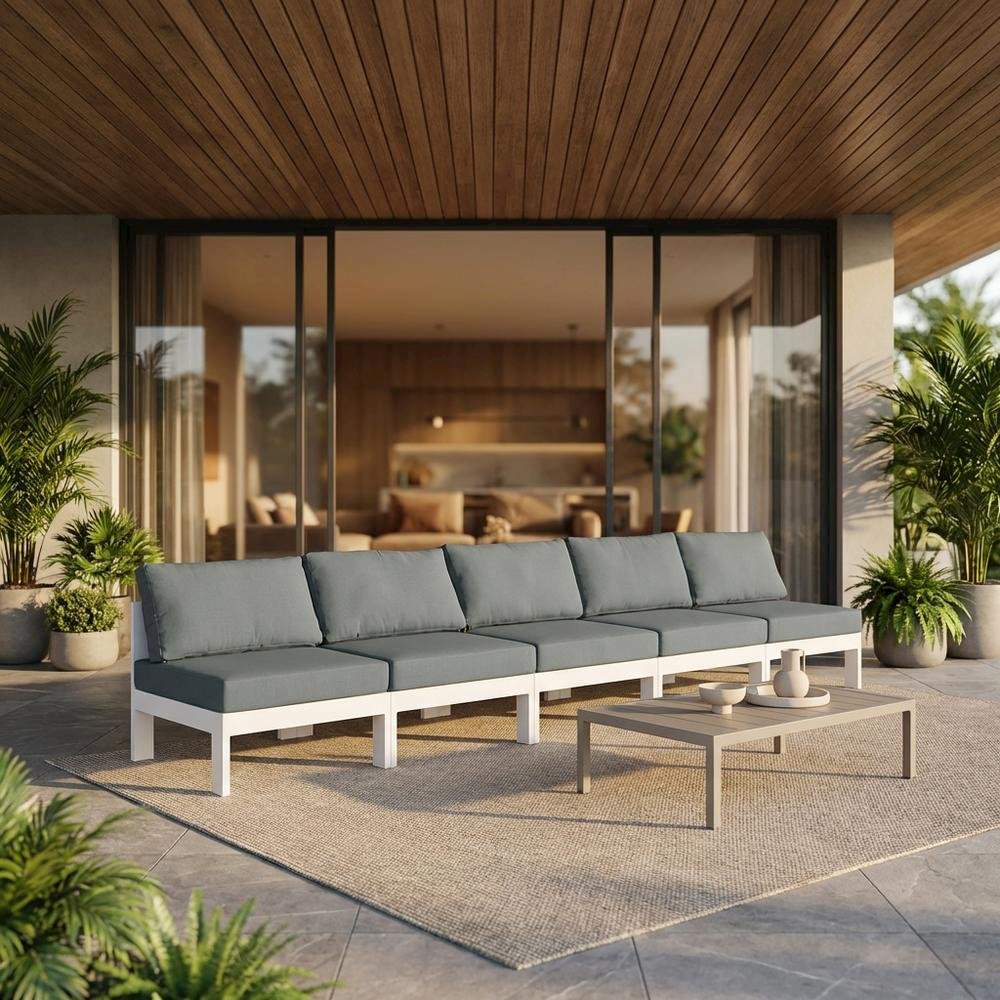 Gray Fabric Outdoor Modular Sofa With Contemporary Style And Cushioned Seat. Picture 2