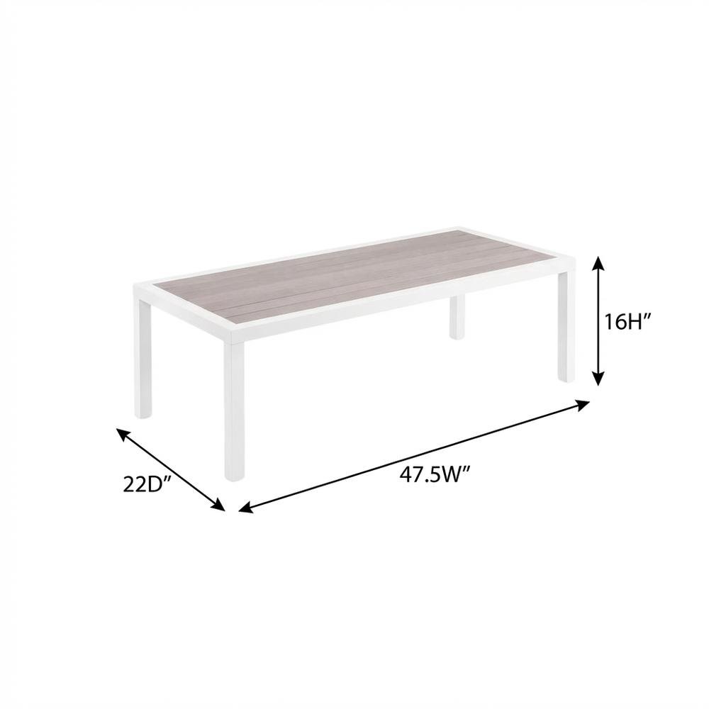 Gray Wood Look Outdoor Coffee Table With Aluminum Frame And Contemporary Design. Picture 7
