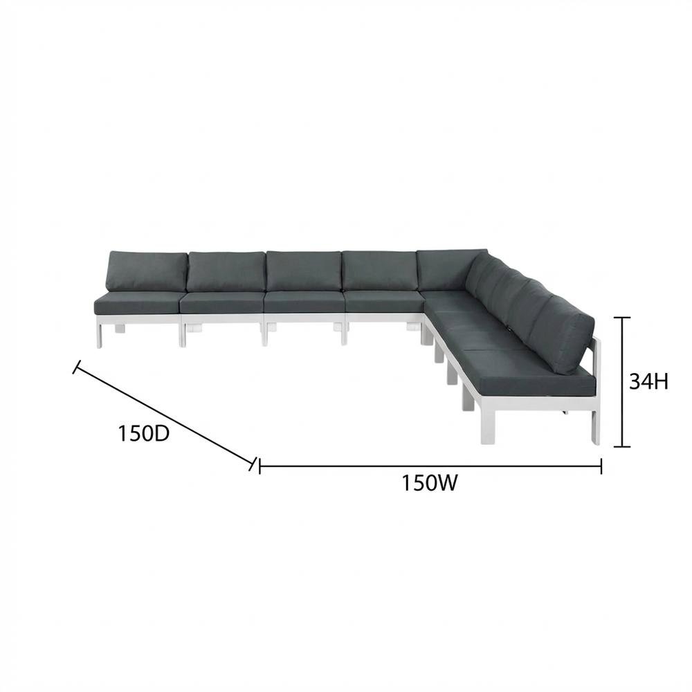 Gray Fabric Outdoor Patio Modular Sectional, Contemporary Design, Relaxing. Picture 7