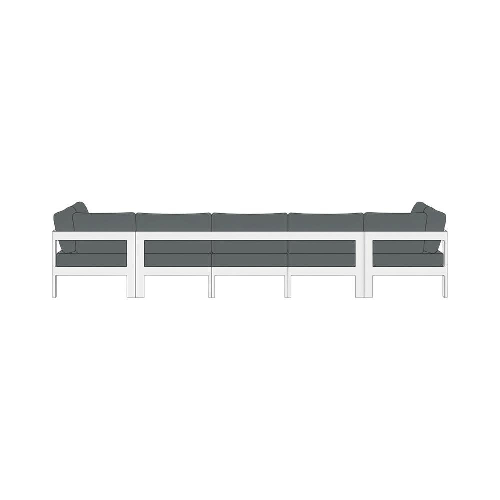 Gray Fabric Outdoor Patio Modular Sectional, Contemporary Style, Backrest. Picture 4