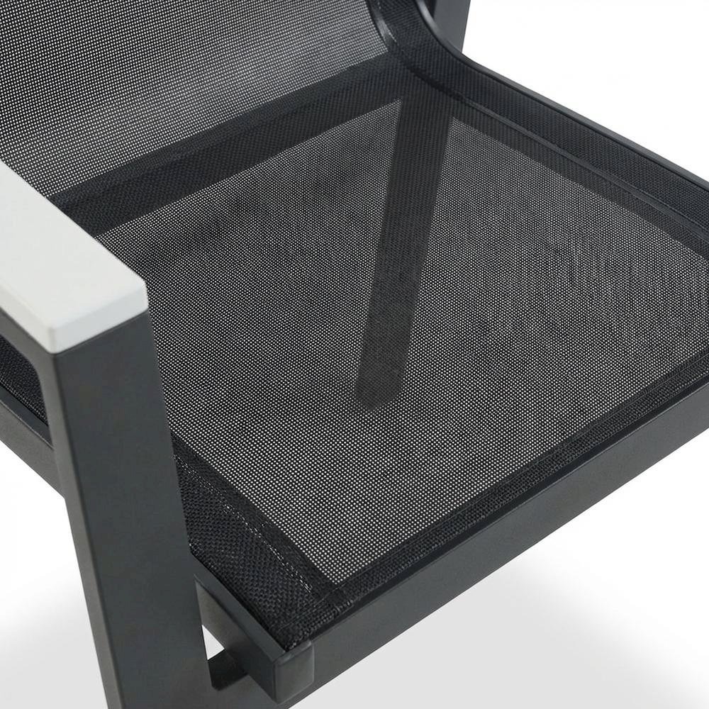 Grey Fabric Outdoor Patio Dining Armchair Set With Contemporary Design, 2-Piece. Picture 5