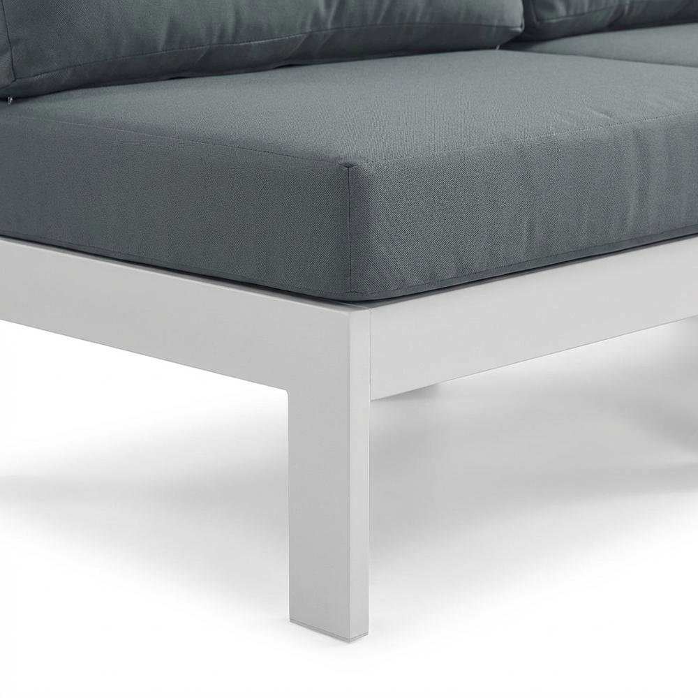 Gray Fabric Outdoor Modular Sofa With Contemporary Style And Cushioned Seating. Picture 6