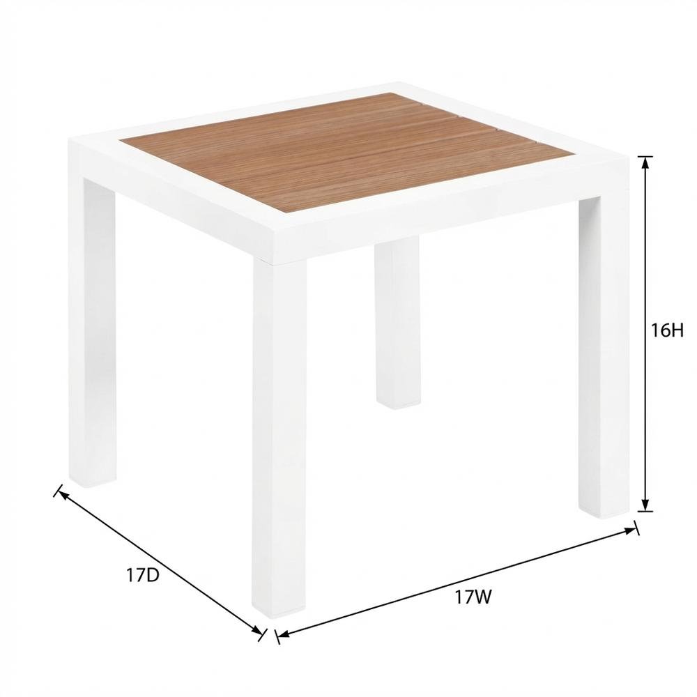 Outdoor Patio End Table With Brown Wood-Look Finish And Contemporary Style. Picture 7