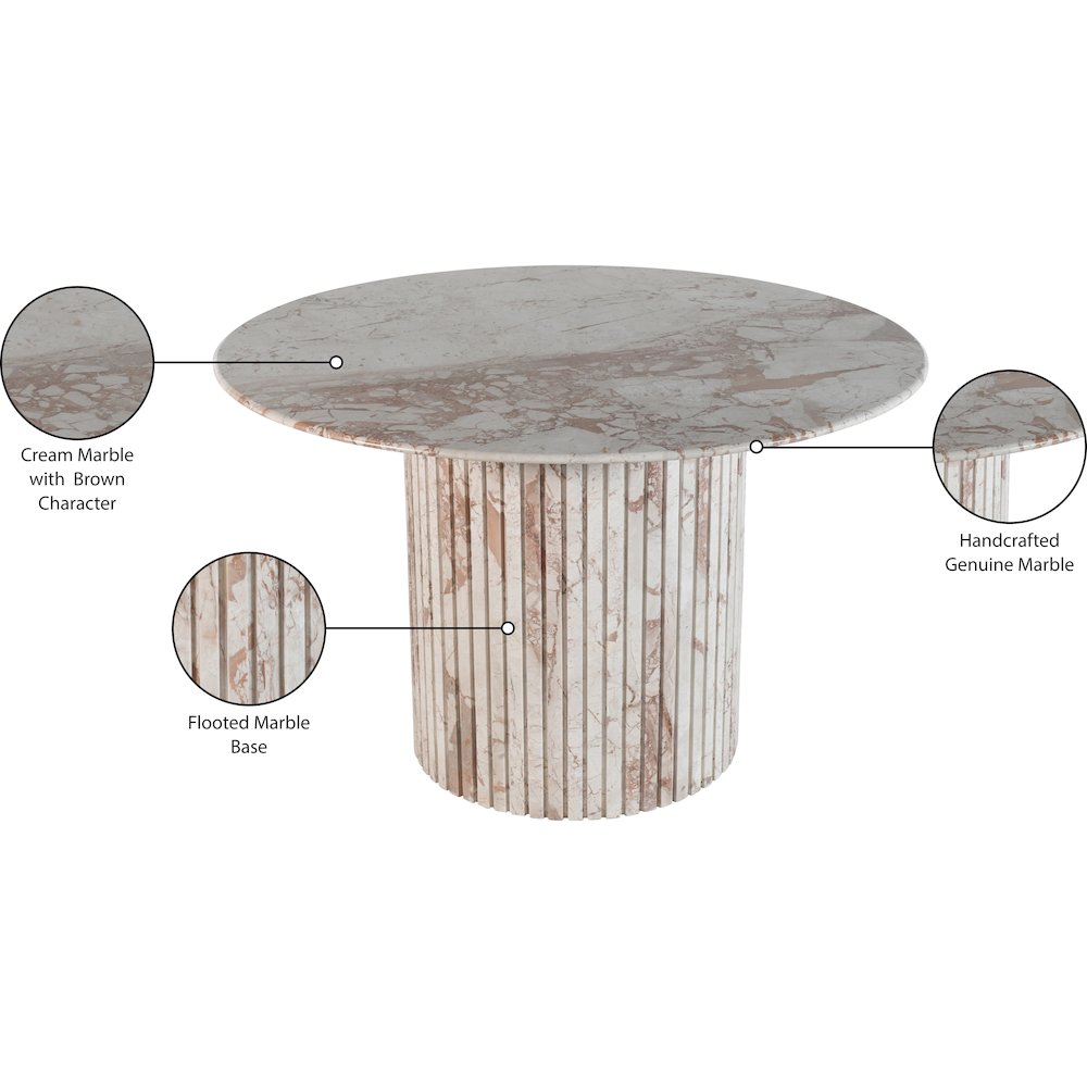 Genoa 48" Cream Marble Dining Table. Picture 9