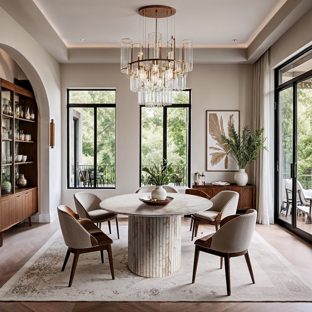 Genoa 48" Cream Marble Dining Table. Picture 7