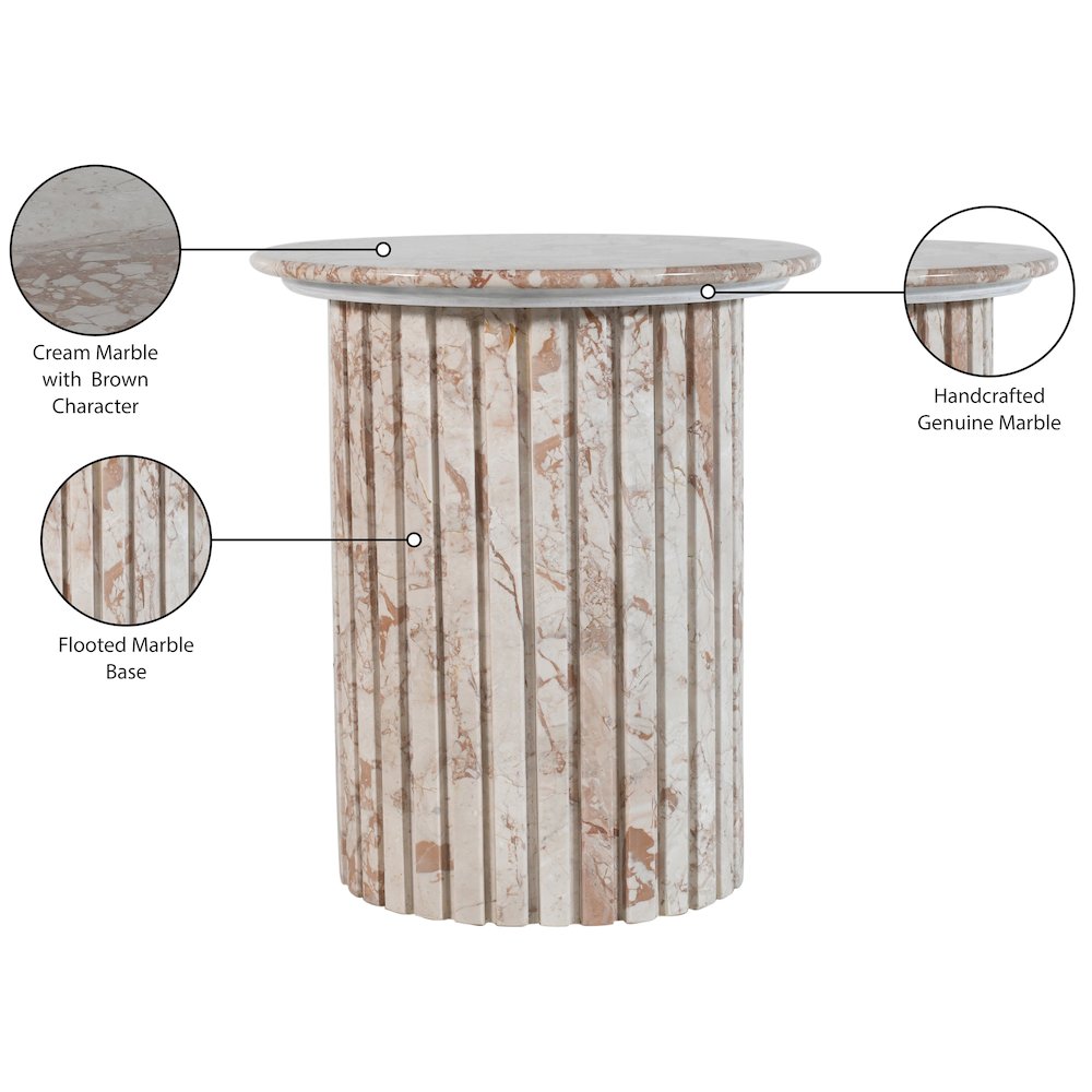 Genoa Cream Marble End Table. Picture 9