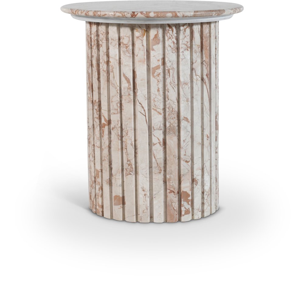 Genoa Cream Marble End Table. Picture 1