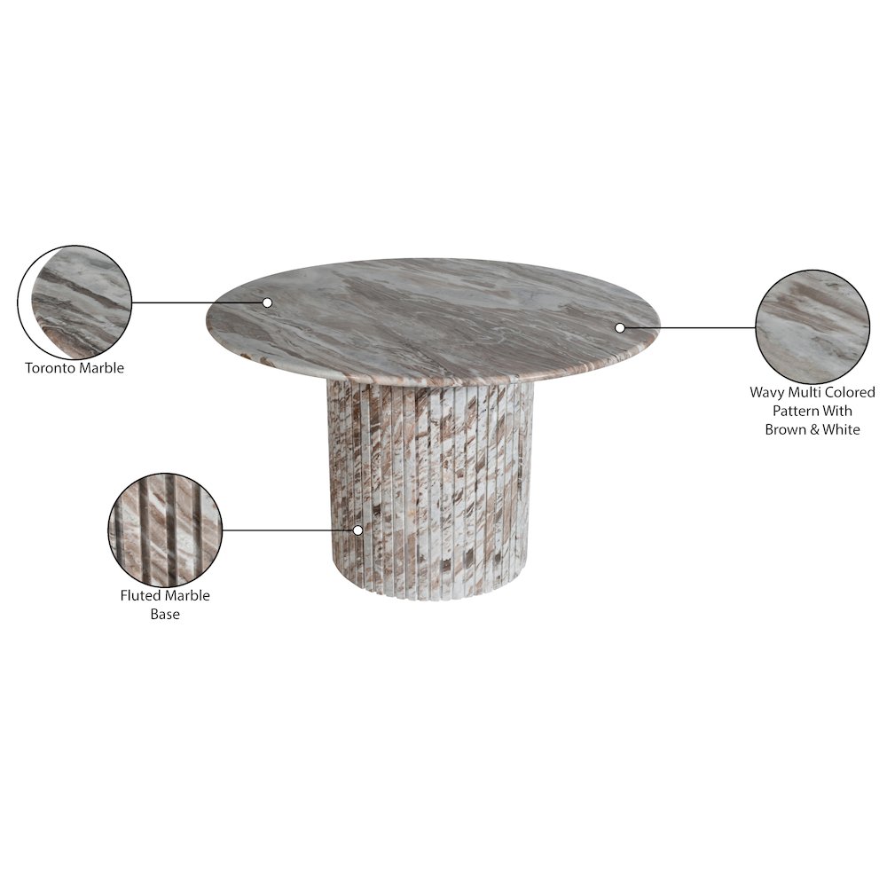 Genoa 48" Brown Marble Dining Table. Picture 6