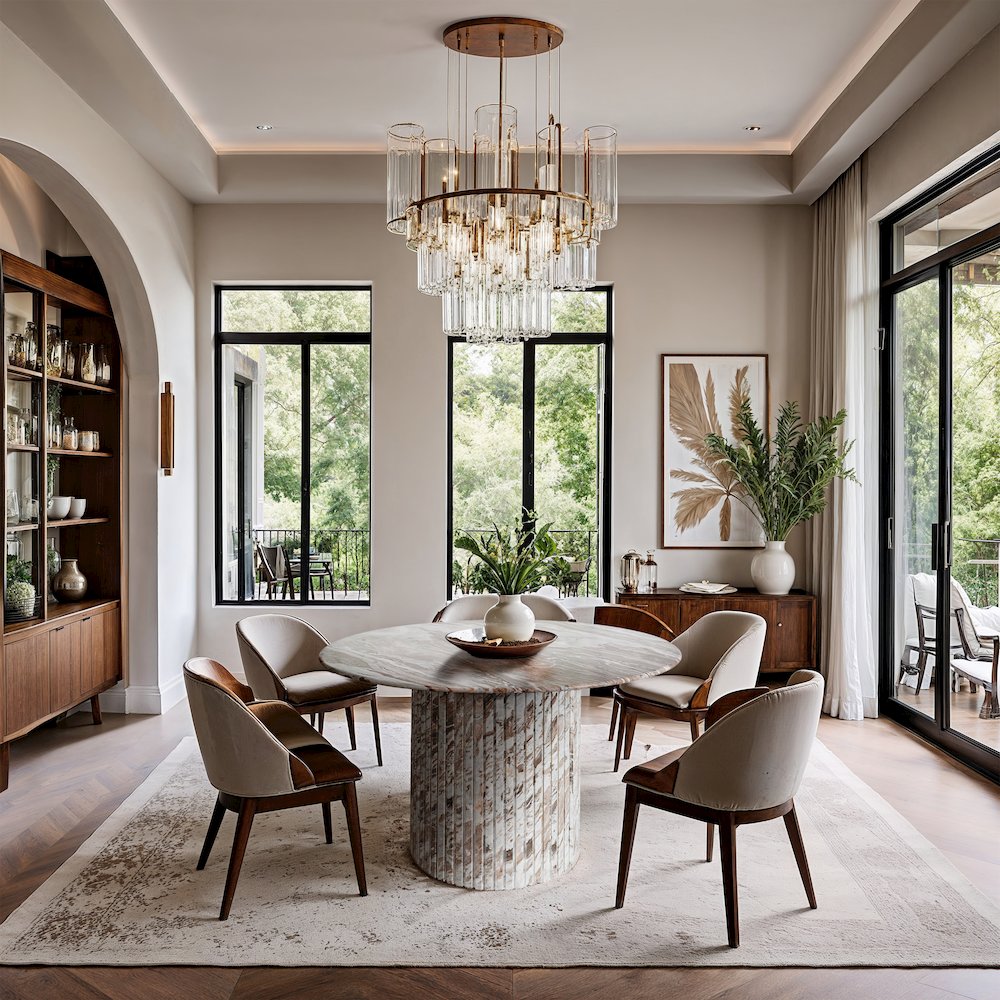 Genoa 48" Brown Marble Dining Table. Picture 7
