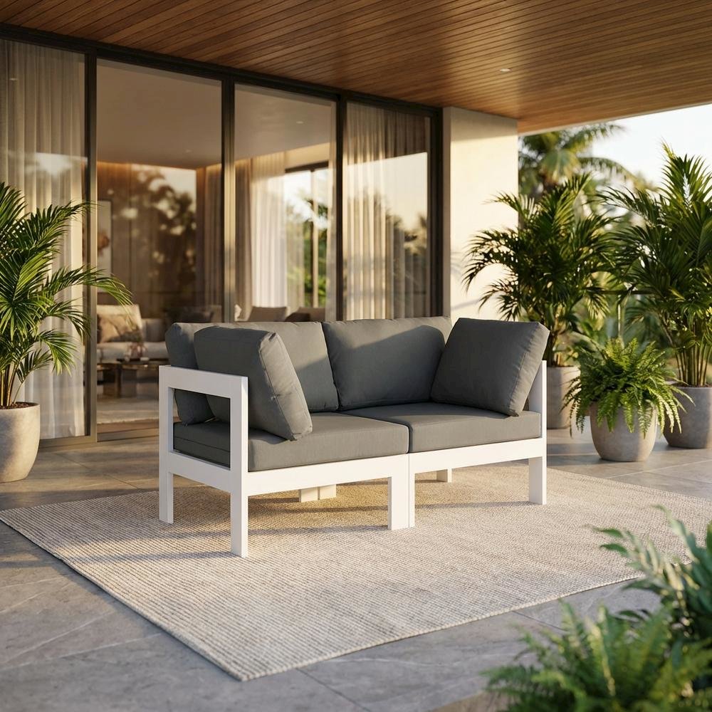 Gray Fabric Outdoor Modular Sofa With Contemporary Style For Patio Lounge. Picture 2