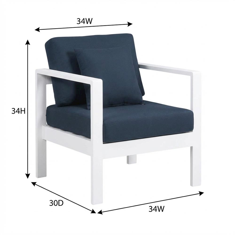 Navy Fabric Outdoor Armchair With Aluminum Frame And Contemporary Style. Picture 7