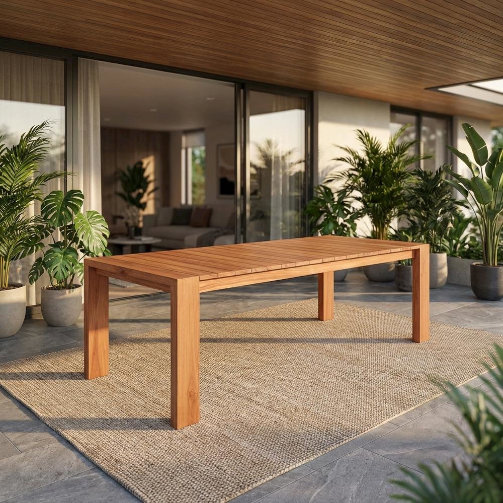 Teak Outdoor Patio Dining Table With Contemporary Style. Picture 2