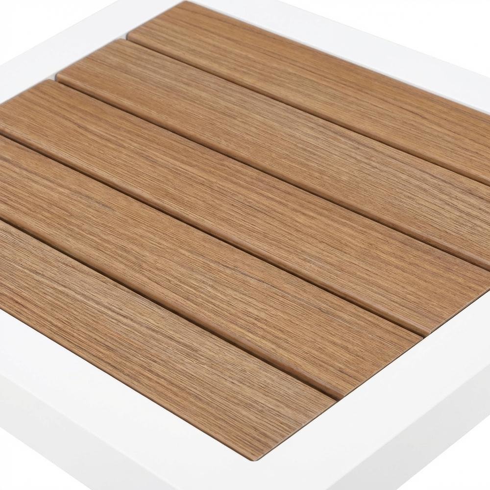 Outdoor Patio End Table With Brown Wood-Look Finish And Contemporary Style. Picture 5