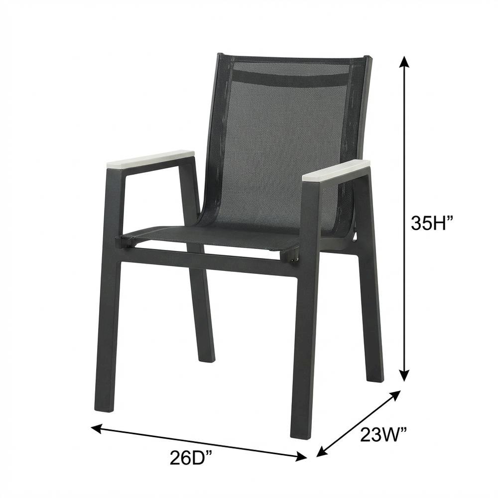 Grey Fabric Outdoor Patio Dining Armchair Set With Contemporary Design, 2-Piece. Picture 7