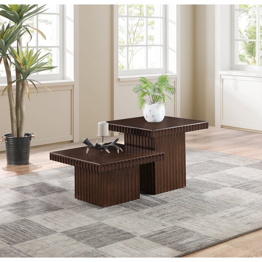 Spencer Brown Oak Veneer Coffee Table. Picture 2