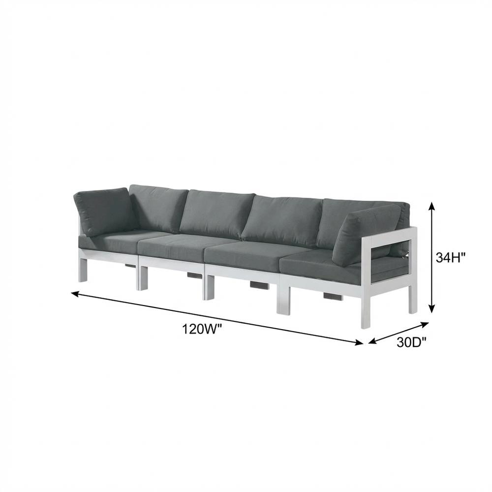 Gray Fabric Outdoor Patio Modular Sofa, Contemporary Style, Cushioned Seat. Picture 7