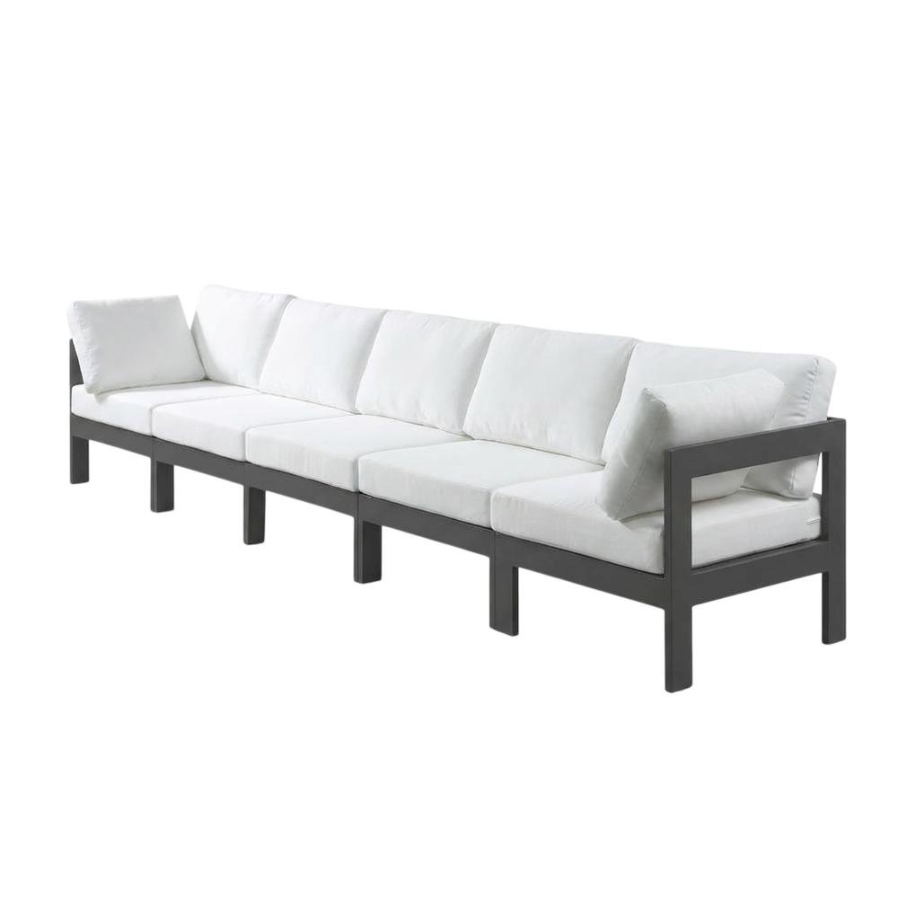 White Fabric Outdoor Modular Sofa, Contemporary Style, Comfortable Back Support. Picture 1