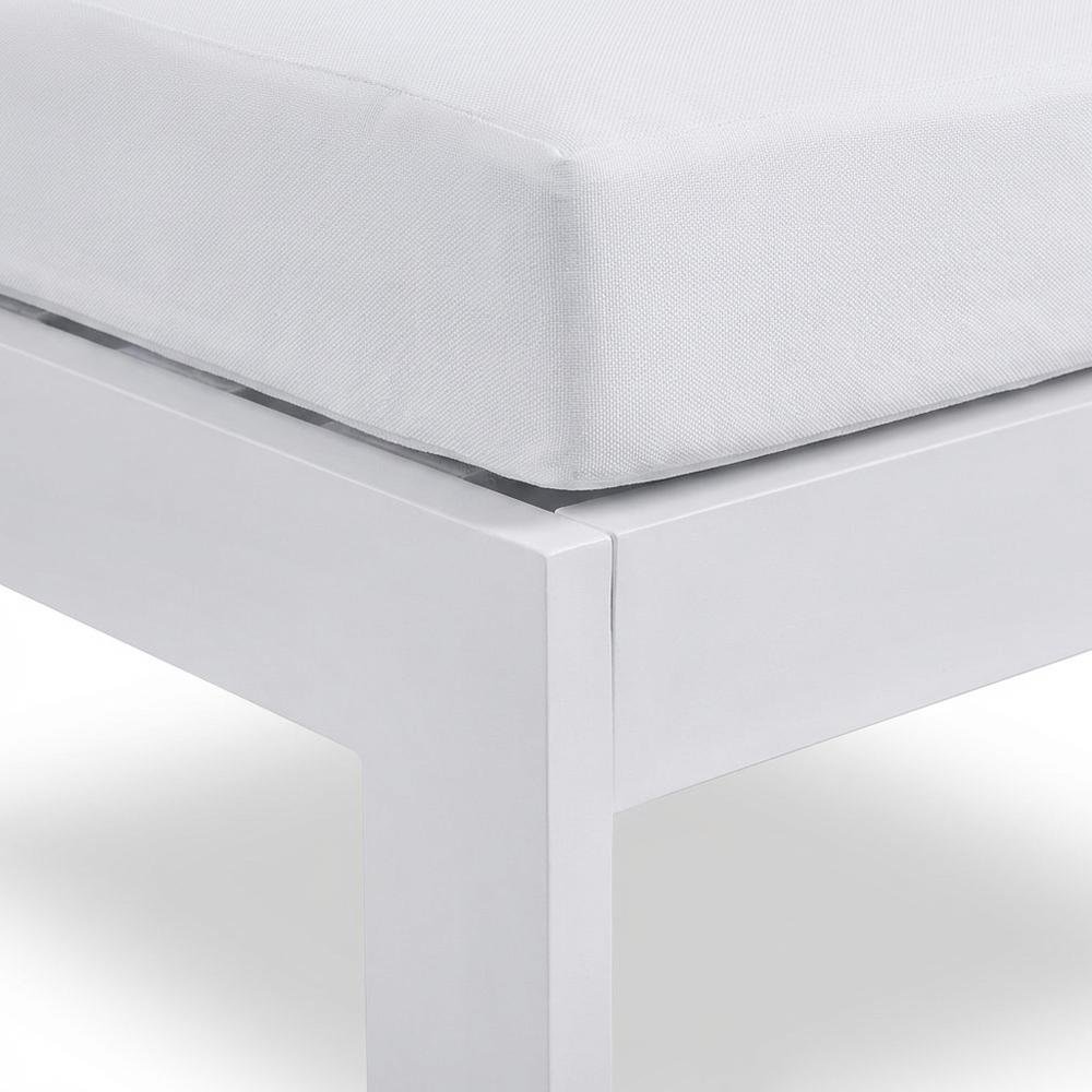 White Fabric Outdoor Patio Aluminum Armless Chair With Contemporary Style. Picture 6