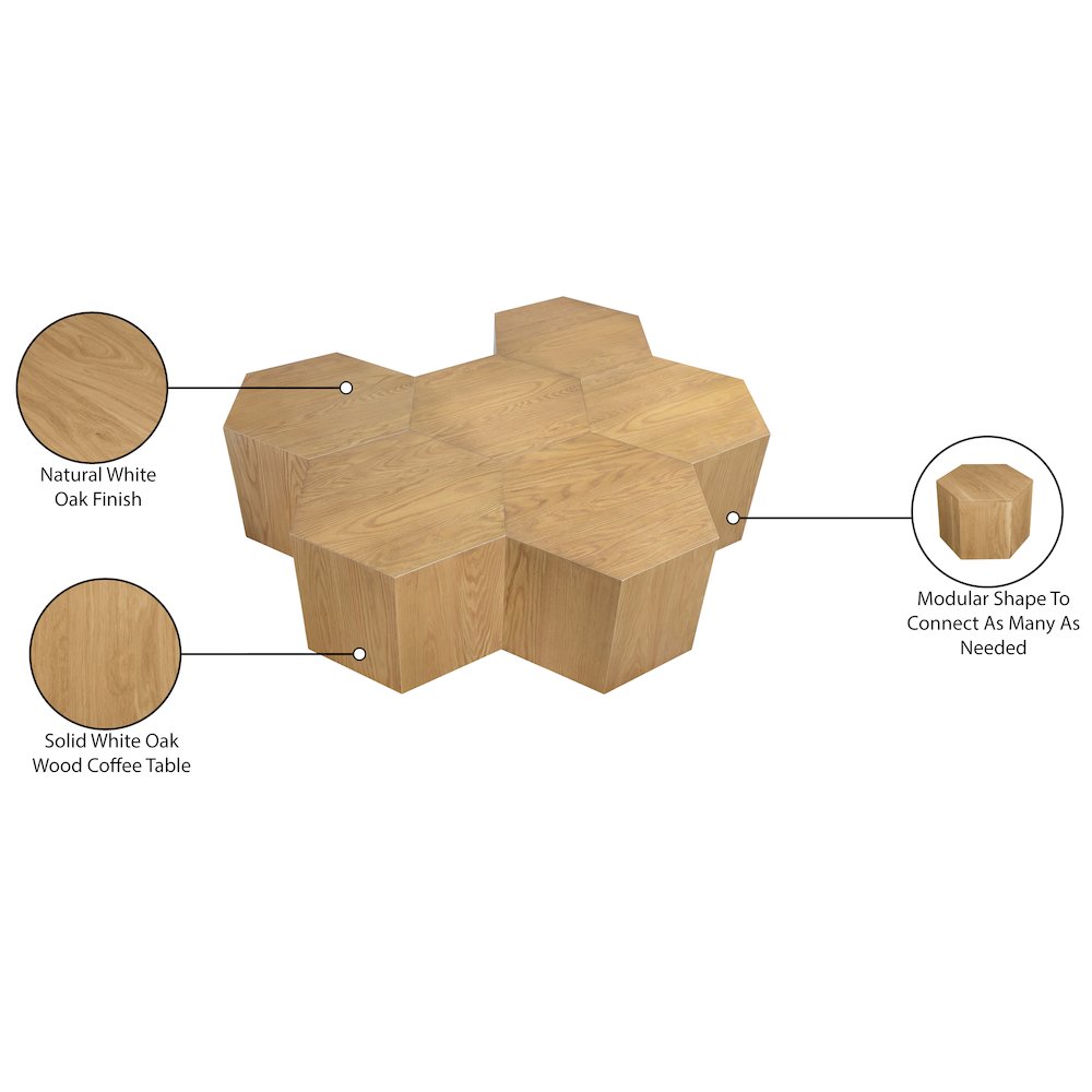 Eternal Natural Oak Wood 6pc. Modular Coffee Table. Picture 6