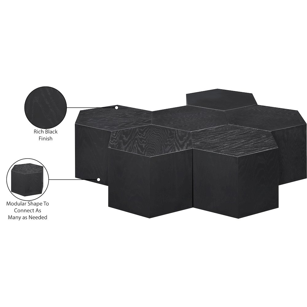Eternal Black Oak Wood 7pc. Modular Coffee Table. Picture 6