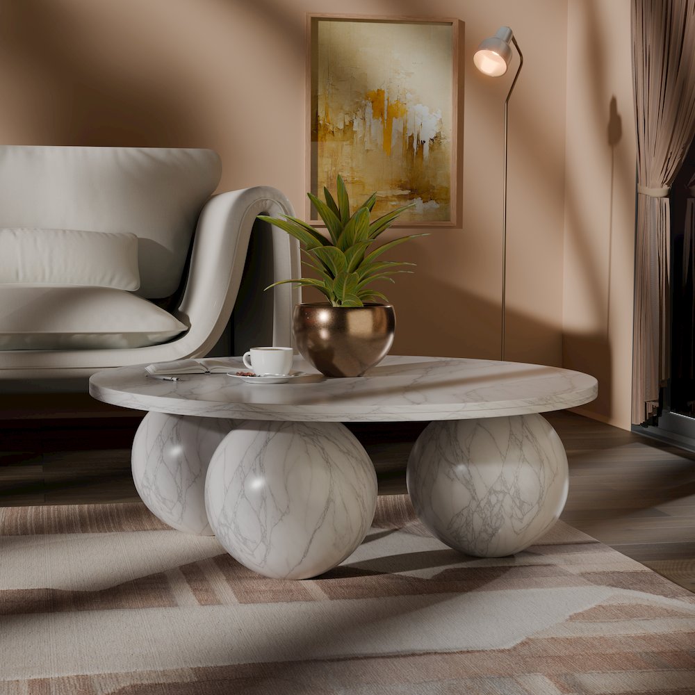 Spherical White Coffee Table. Picture 2
