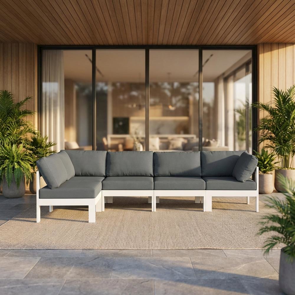 Gray Fabric Outdoor Patio Modular Sectional With Contemporary Design. Picture 2
