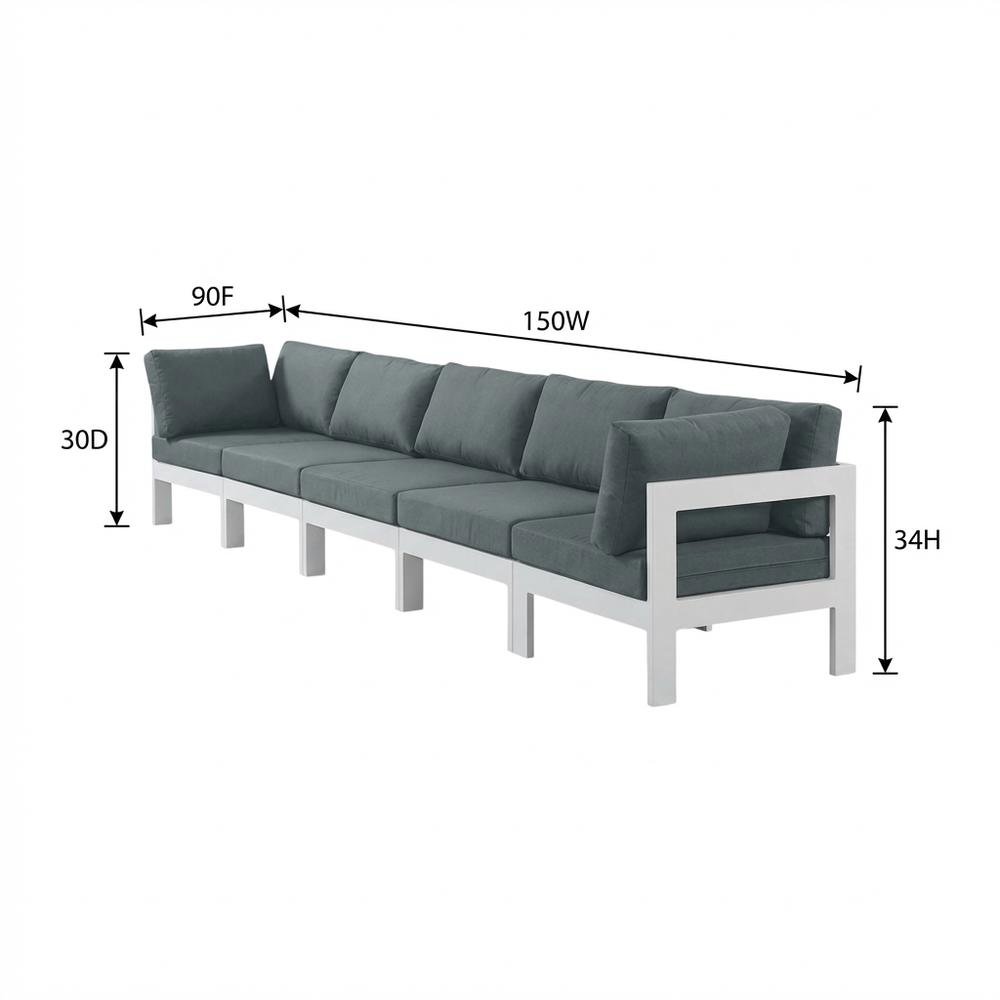 Gray Fabric Outdoor Modular Sofa With Contemporary Style For Patio Lounging. Picture 7