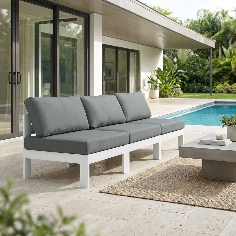 Gray Fabric Outdoor Modular Sofa With Contemporary Style And Cushioned Seats. Picture 3