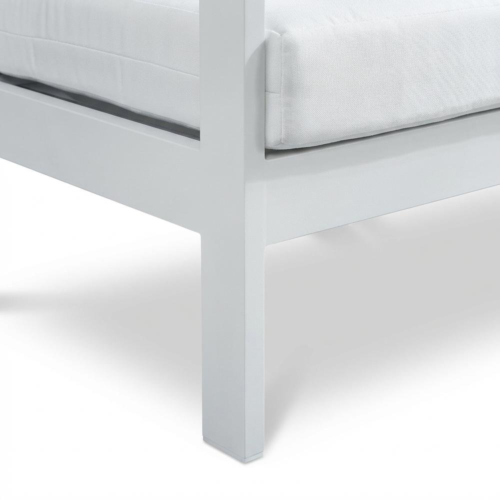 White Fabric Outdoor Patio Modular Sofa, Contemporary Style, Cushioned Seating. Picture 6