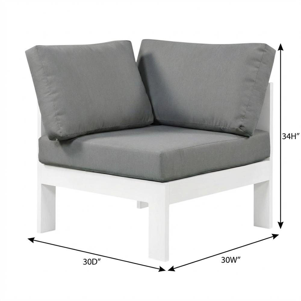 Gray Fabric Outdoor Corner Chair With Aluminum Frame And Contemporary Style. Picture 7