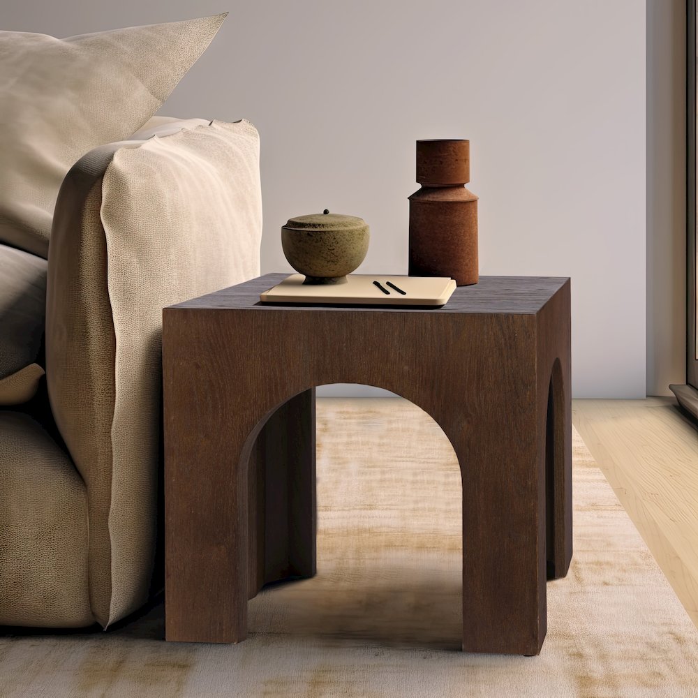 Arch Brown End Table. Picture 2