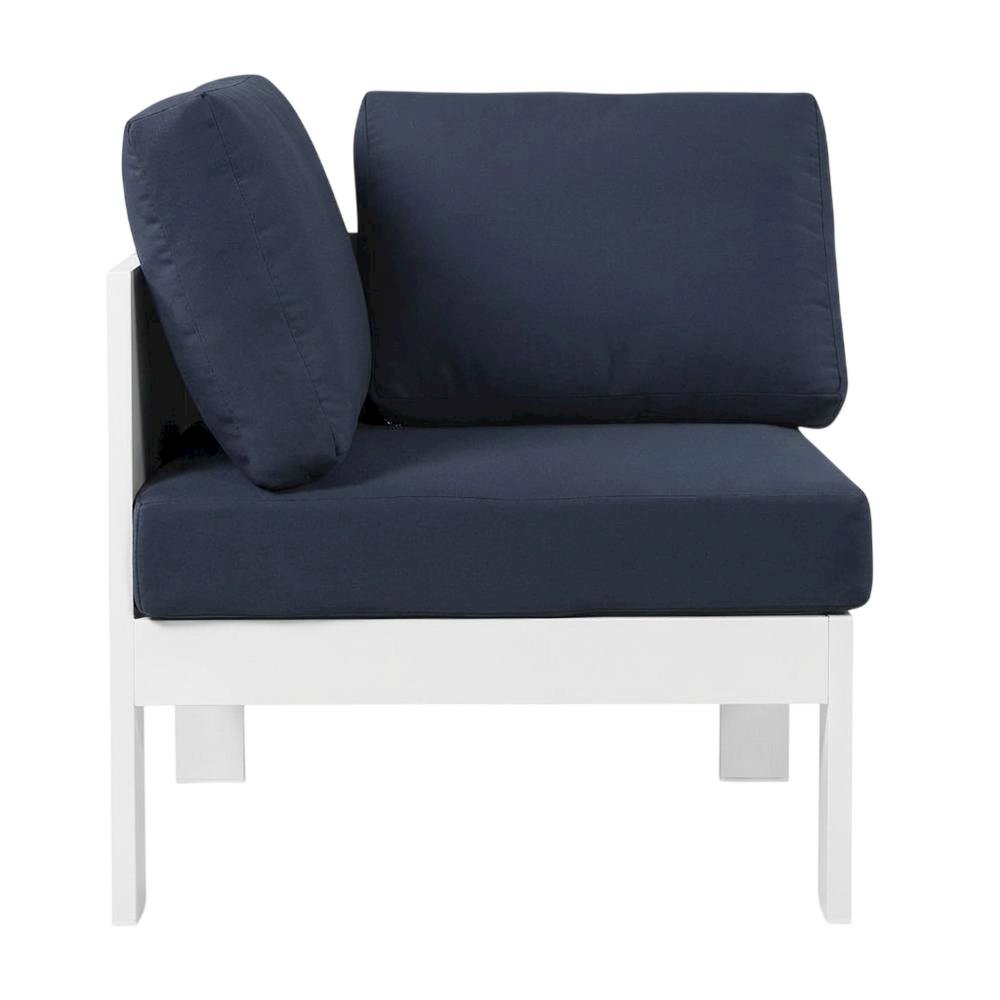 Navy Fabric Outdoor Corner Chair With Aluminum Frame And Contemporary Style. Picture 4