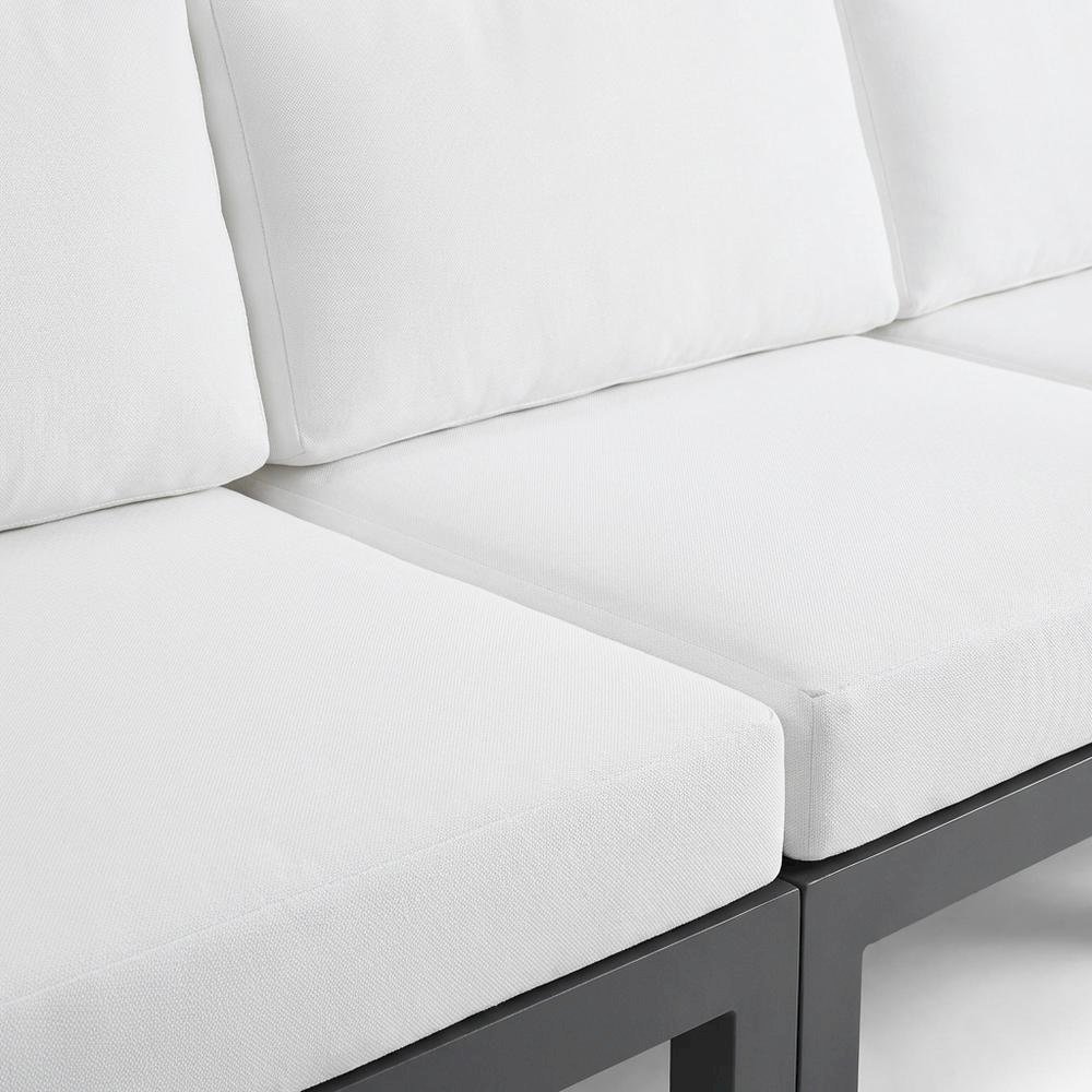 White Fabric Outdoor Patio Modular Sofa With Contemporary Design For Relaxing. Picture 5