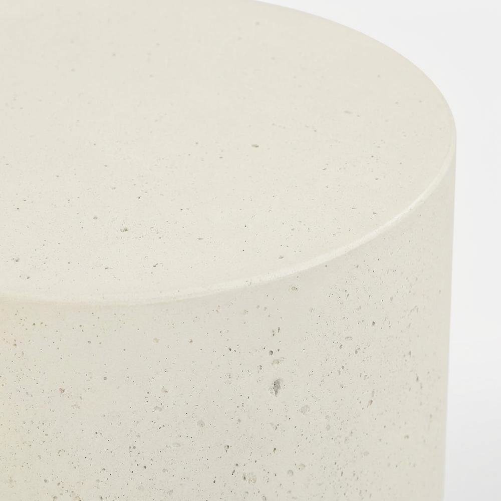 Cream Concrete Fiberglass Indoor Outdoor Round End Table with Art Deco Style. Picture 5