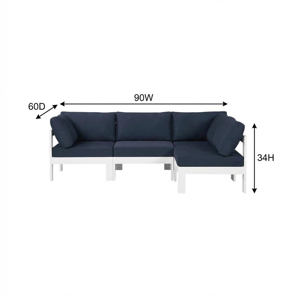 Navy Fabric Outdoor Modular Sectional, Contemporary Style, Weather-Resistant. Picture 7